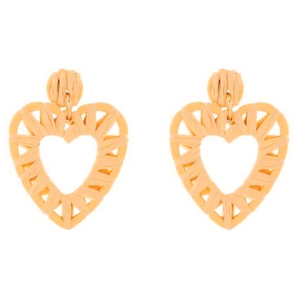 🌵4/$30 New Woven Raffia Heart Earrings